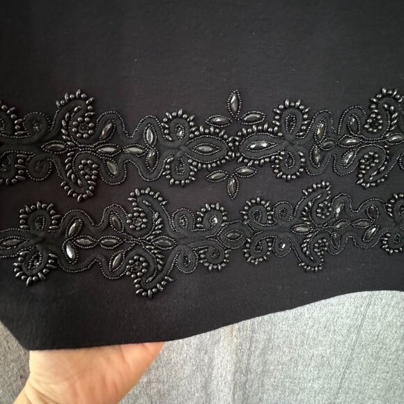 Vintage Carole Little Wool Blend Black Beaded Sweater Evening Midi Dress Size M - Picture 7 of 13